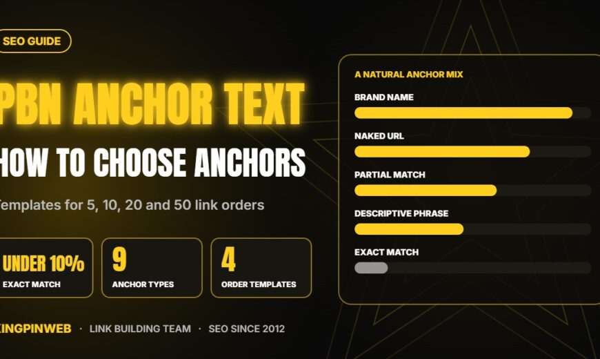 PBN anchor text guide: a natural anchor mix with brand, URL, partial and descriptive anchors and little exact match