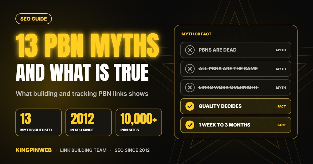 13 PBN myths and what is actually true: quality decides and results take one week to three months