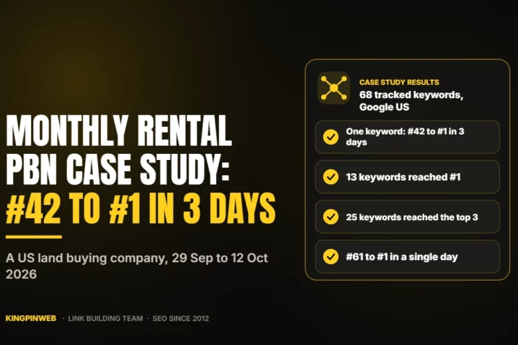 Monthly Rental PBN Links Case Study (Oct 2026): #42 to #1 in 3 Days